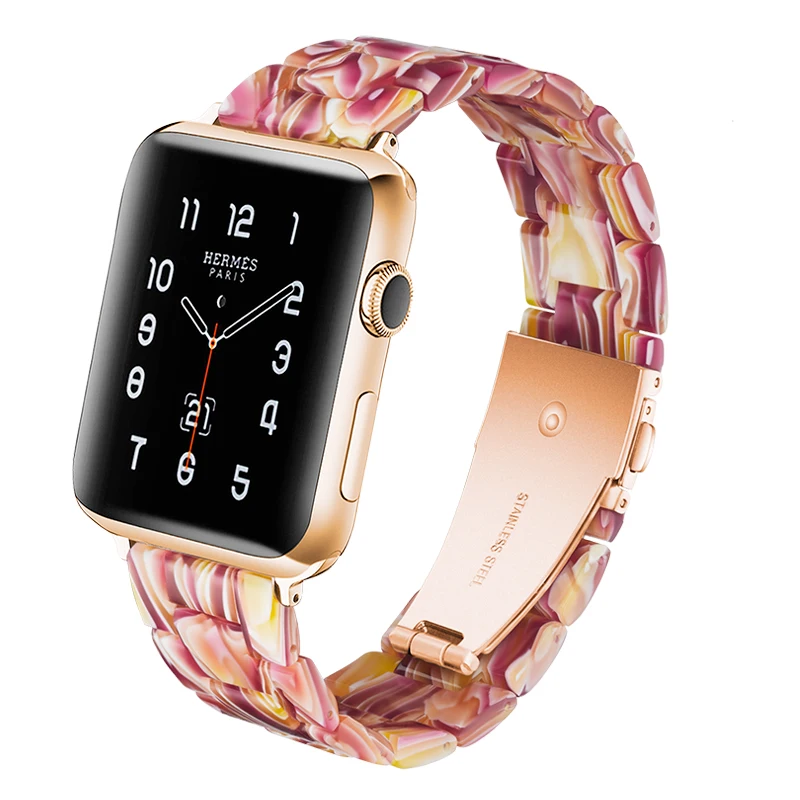 Новинка, полимерный браслет для Apple Watch, серия 5, 40 мм, 44 мм, I Watch 4, 3, 2, 1, розовый цветочный ремешок, женский ремешок, 38, 42 мм, мужской браслет - Band Color: Facebook red