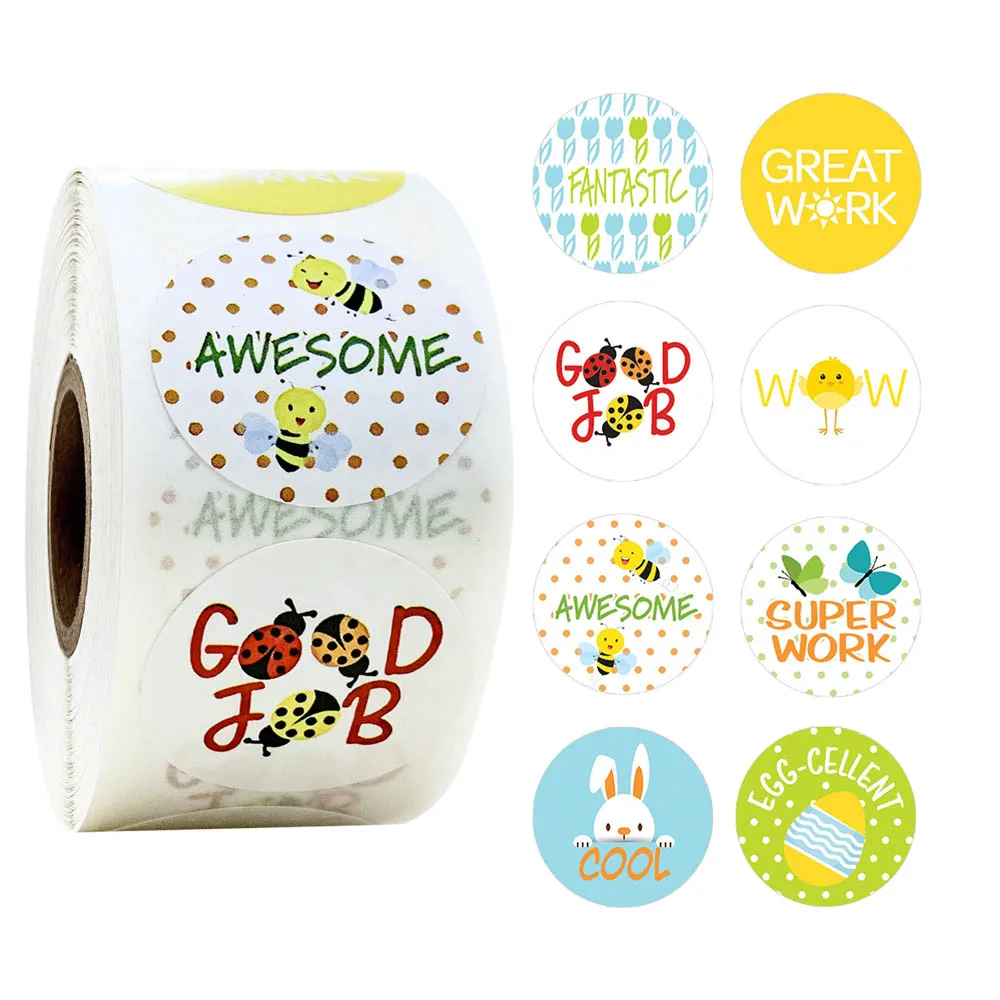 500-Pcs-roll-Teacher-Reward-Stickers-for-Children-Spring-Theme-for-Students-Teachers-Classroom-Use-Kids
