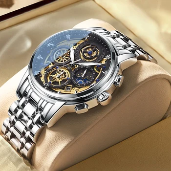 Men's Watches Top Brand Stainless Steel Luxury Waterproof  Sports Chronograph Quartz