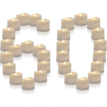 

60Pack 1.2inch H Flickering Flameless Tea Light Candles with Auto Timer, Battery Operated Bright LED Tealight,Warm White