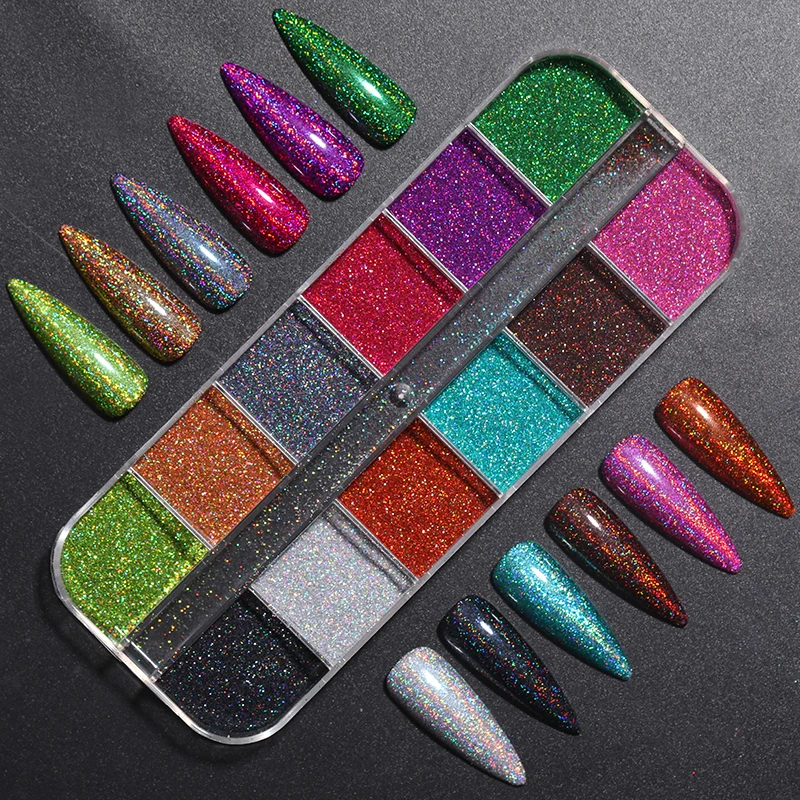 Nail Powder Hot Sale Nail Powders iridescent Shiny Nail Glitters Dust Decorations For Art Chrome Pigment DIY Accessories