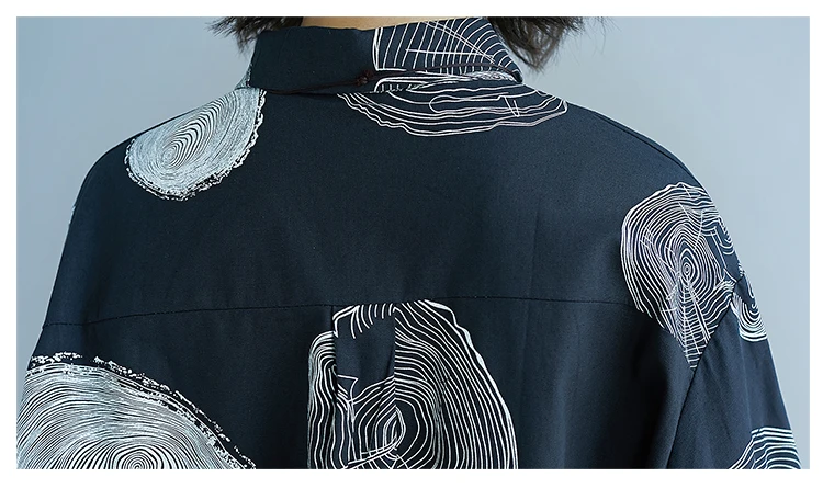 Summer New Style Literature And Art Large Size Dress Fat Mm Cardigan Fold-down Collar Printed Versatile Half-sleeve Shirt W