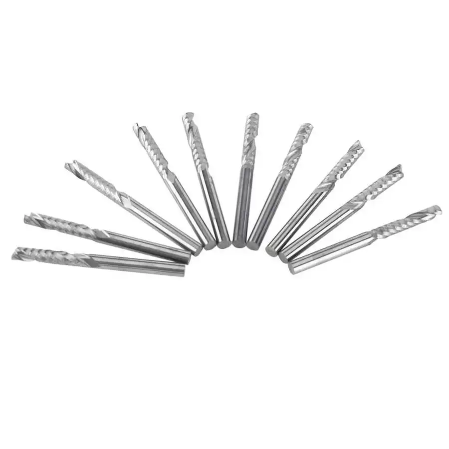 Milling Cutter 10pcs Tungsten Carbide Spiral End Mills Single Flute CNC Router Bits 4mm Shank carving tool | Инструменты