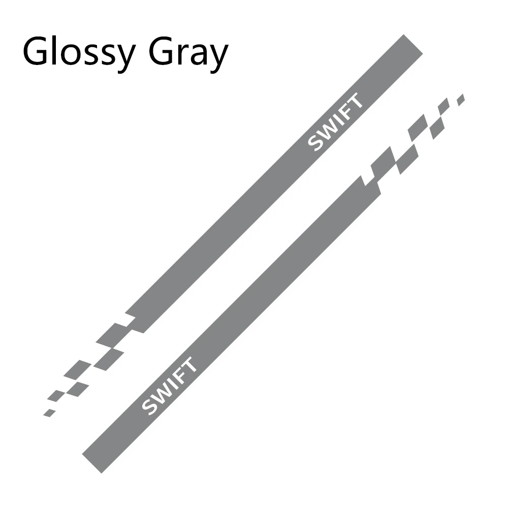 Glossy Gray 2 шт. спортивные автомобильные дверные боковые юбки в полоску виниловые наклейки для автомобиля Стайлинг кузова Декор Наклейка для Suzuki Swift Пленительные автомобильные аксессуары - Название цвета: Glossy Gray