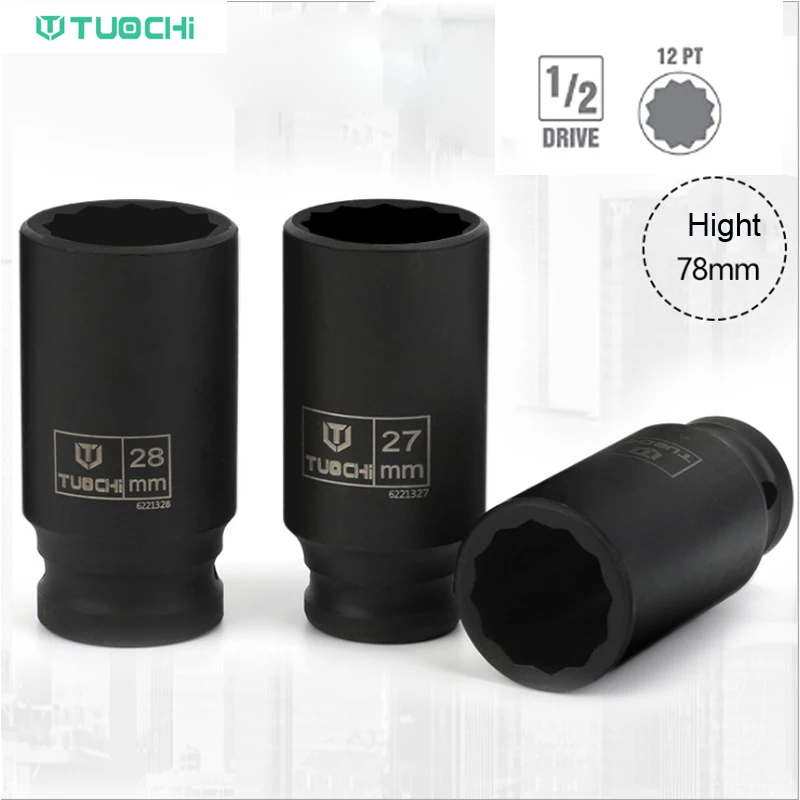 1/2 "Drive Master Deep Impact Socket Set 12 Punti Metrico Dado Presa Cr-Mo Aria Presa Pneumatica Testa Per Strumento Di Riparazione Camion Auto