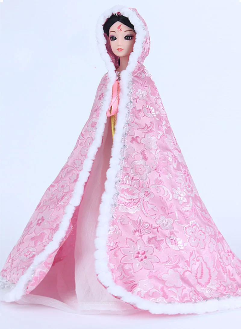 Chinese Ancient Costume Cloak For Barbie Doll Clothes Overcoat Mantle Big Hide Cover Clothing Outfit For 1/6 BJD Dolls Accessory - Цвет: pink Cloak