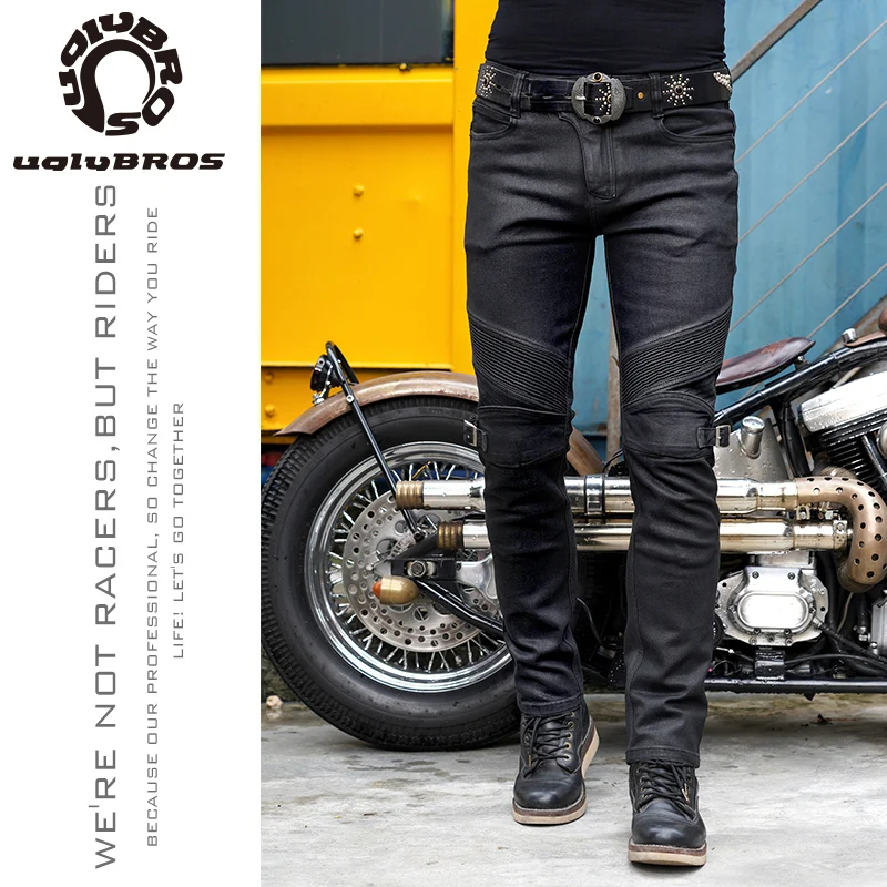 Uglybros Oil Wax Coated Windproof Motorcycle Pants Men's Motorcycle Riding Jeans Vaqueros Protectores Moto Pantalons  motocross