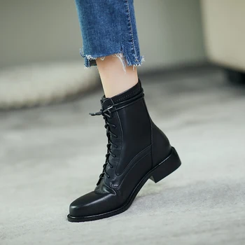 

Winter Punk Female Motorcycle Boots Party Night Club Shoes Woman Chunky Heels Genuine Leather Women Ankle Boots Platform Boots