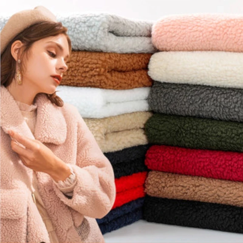 

Thicken Lambswool Fabric Coral fleece Fabric Woolen Cloth for Coat, Bag, Cap, Doll Black White Beige Blue Red Pink by the meter