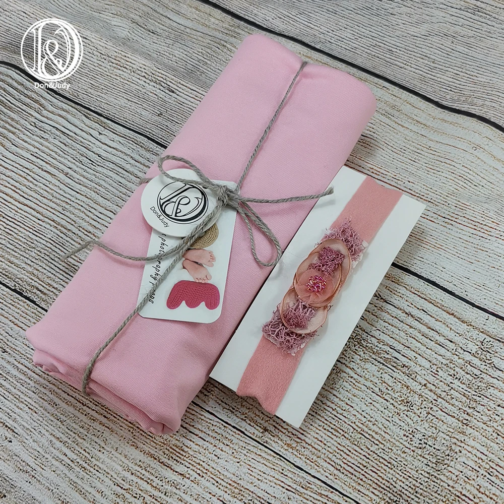 

Don&Judy 160x40cm Lycra Wrap with Matched Headband Newborn Photography Props Baby Photo Shoot Accessories Photograph For Studio