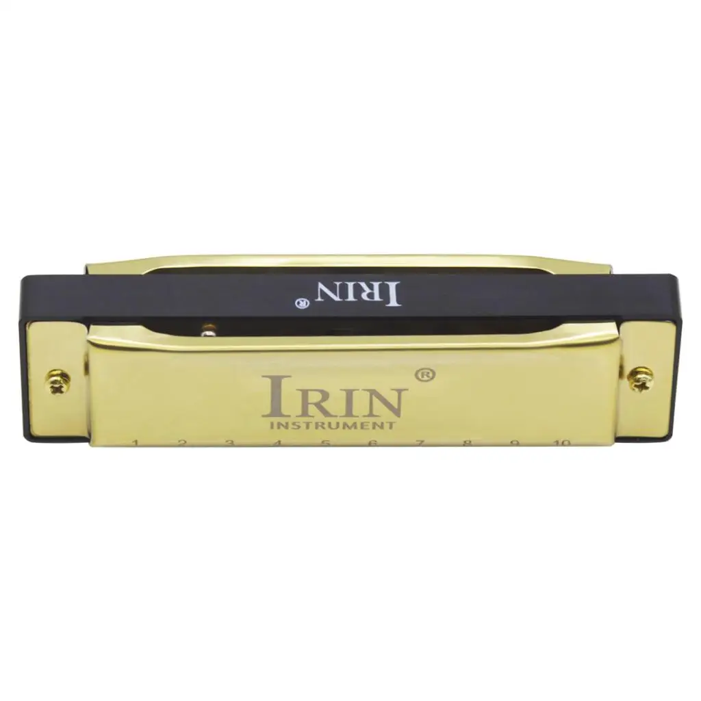 

1 Pack 10 Hole Harmonica G Key 20 Notes Gift for Kids Friends, Golden