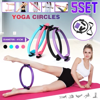 

5PCS Yoga Ring Sport Training Ring Pilates Circle Exercise Equipment Workout Fitness Elastic Resistance Support Stretch Band