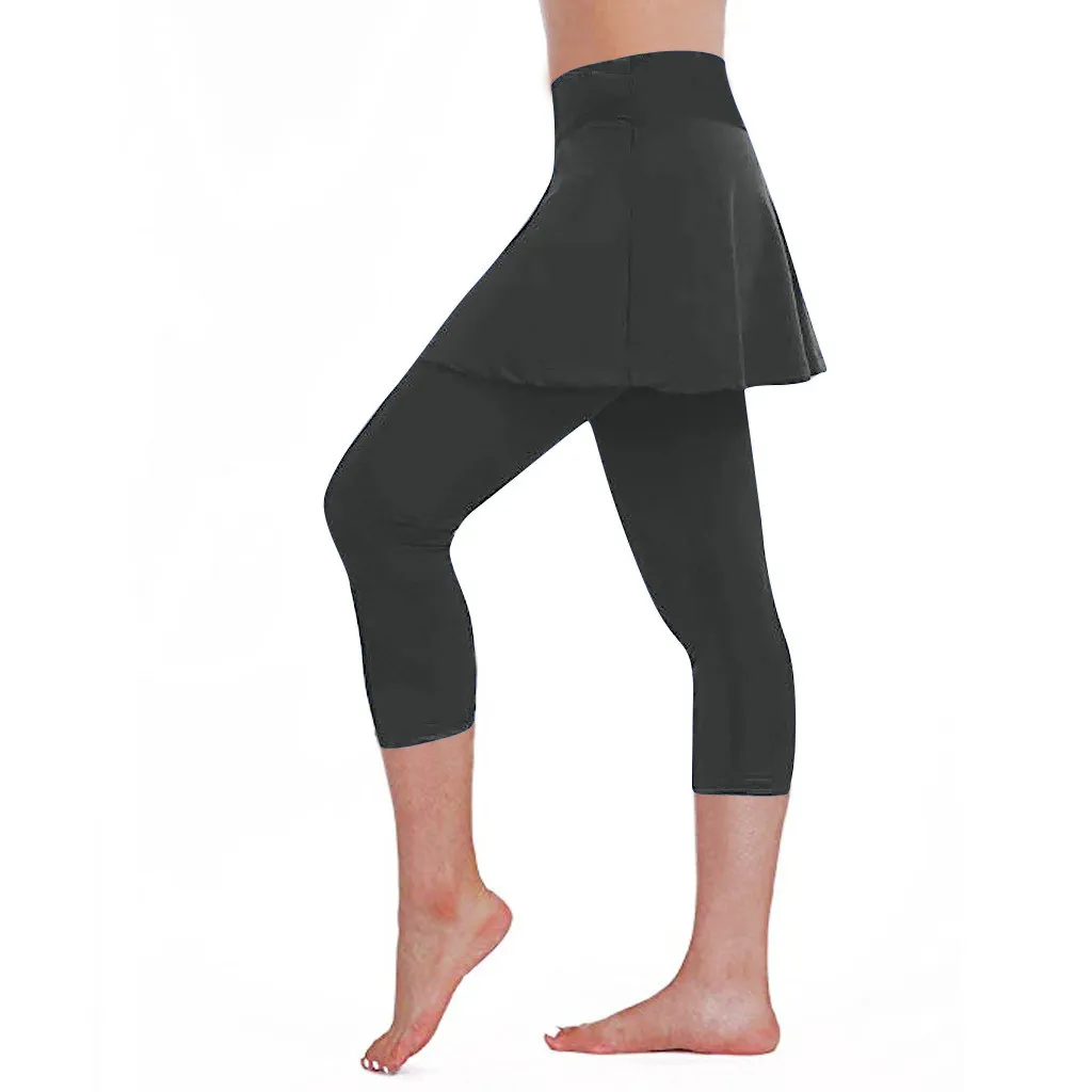 Женские спортивные штаны для йоги, леггинсы, бесшовная юбка, юбка-брюки для занятий спортом, теннисом, тренировками, тренажерным залом, укороченные обтягивающие брюки, Прямая поставка#0514