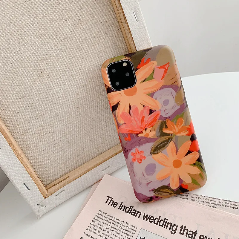 Retro Sun flower oil painting Phone case For iPhone 11 Pro XS MAX XR X silicone cover for coque 7 Plus 6 8 | Мобильные телефоны и