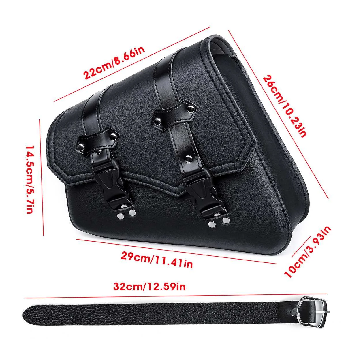 Motorcycle Saddlebags Side Tool Bag PU Leather Luggage Saddle Bag Pouch Black Universal