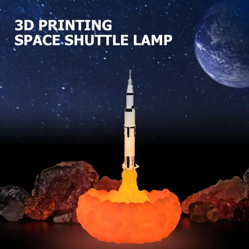 Перезаряжаемая 3D печать Космический Шаттл лампа съедобный Разлагаемый PLA здоровый не загрязняющий воздух ночной Светильник для декора спальни