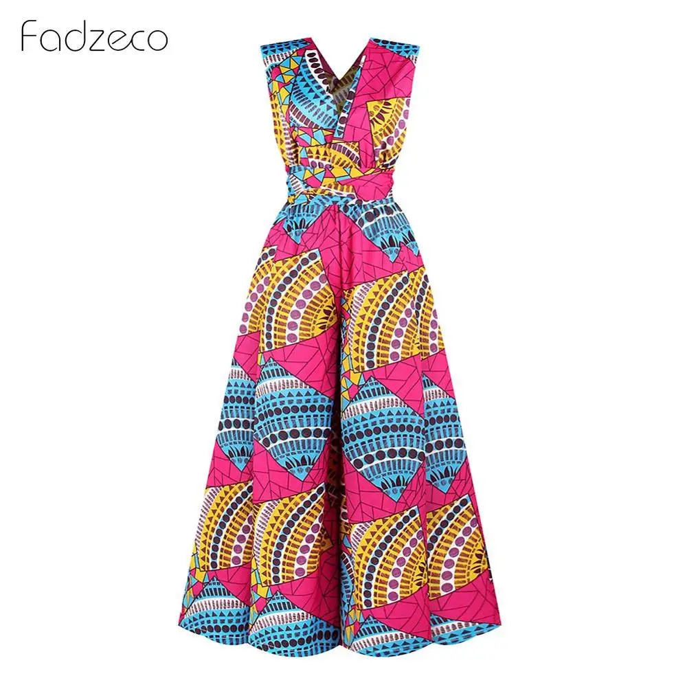 M03 Fadzeco Новая африканская одежда Femme Модный комбинезон 3d цифровая печать сексуальный Осенний комбинезон с широкими штанинами одежда с этническим принтом - Цвет: M03