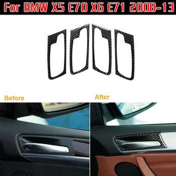 

4Pcs Carbon Fiber Interior Door Handle Frame Trim Fitting For BMW X5 E70 X6 E71 08-13 Auto Interior Mouldings
