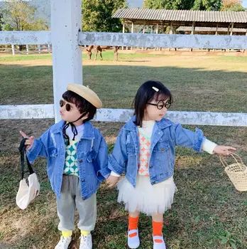 

2020 Korea style girls denim coat spring full sleeve girls jacket 1-6t HM27