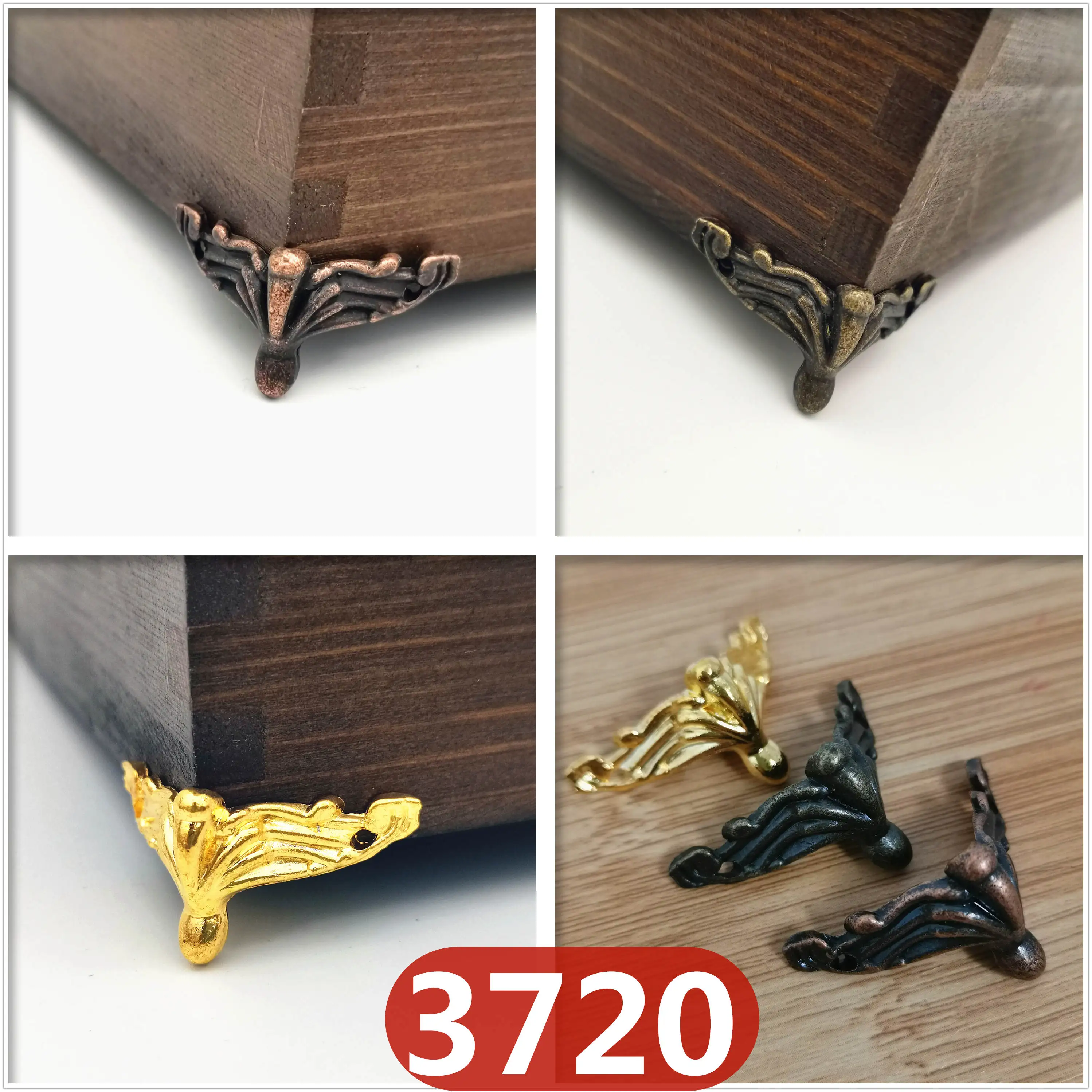 4pcs/lot 37*20mm Antique Brass Vintage Bronze Jewelry Chest Gift Box Wooden Case Decorative Furniture Hardware Accessories