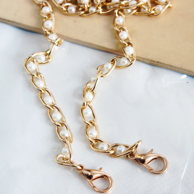 NEW brand Pearl Strap for bags handbag accessories purse belt handles cute bead chain tote women Bag Accessories parts /gold photo