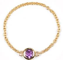BAIHE Solid 18K желтое золото(AU750) 0.10CT Сертифицированный круглый натуральный алмаз свадебные женские модные ювелирные изделия кольцо - Цвет камня: Amethyst