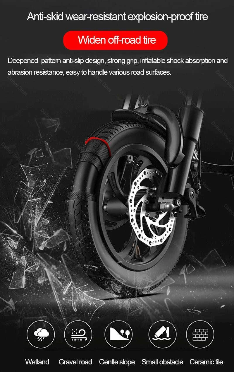Daibot Electric Folding Bicycle 400W 48V Two Wheels Electric Bicycles With Removable Battery Mini 12 Inch Electric Scooter Bike (18)