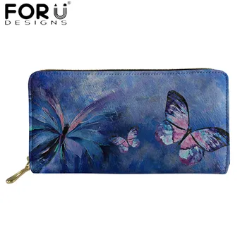 

3D Art Design Women Wallet Tropical Butterfly Painting Wallets for Ladies Zipper PU Purses Clutch Card Holder Cases