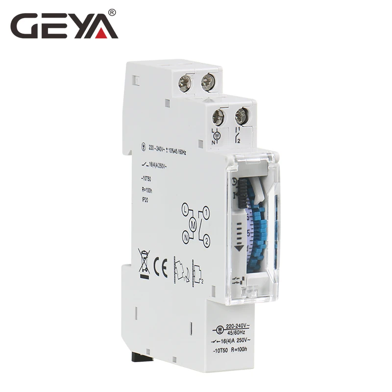 

GEYA TB45 Din Rail 17.5mm width Mechanical Timer Switch 96 times on/off per Day Time Set Range 15 Mins Timer 110V 220V