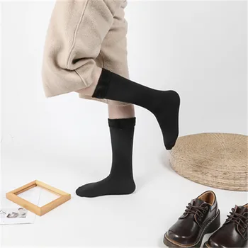 

Winter plus velvet padded solid color stocks Korean ladies bare leg socks snow socks calf socks-ZJ