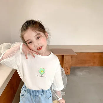 

2020 Korea Style Baby Girls Pathcwork T-Shirt Spring Fashion Kids Girls Top Tees 2-7 Years