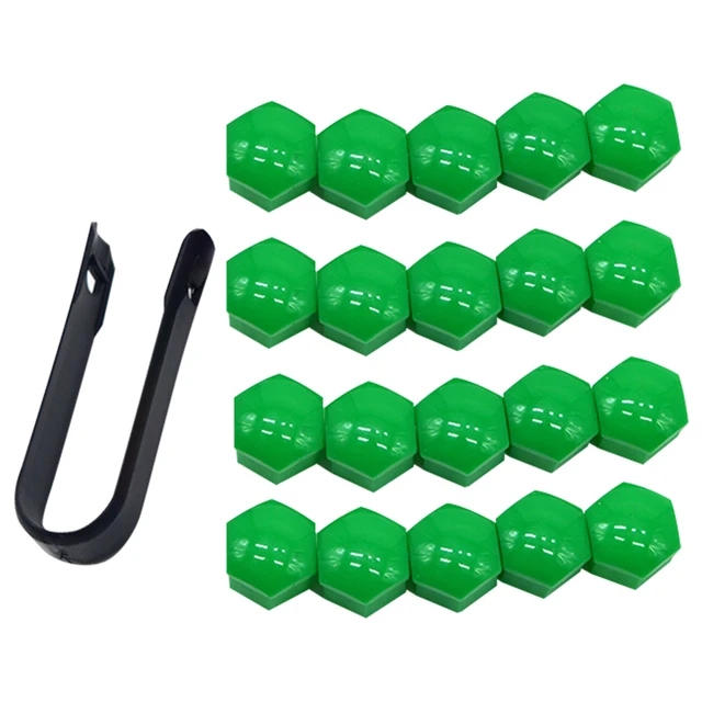 20pcs 17mm 19mm Wheel Nut Bolt Head Cover Cap Protective Bolt Caps Exterior Decoration Protecting Bolt Rims Screws Plugs green