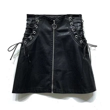 Юбки из искусственной кожи, женские шорты с высокой талией, бандажные юбки на молнии, шорты средней длины, женские летние модные сексуальные юбки размера плюс