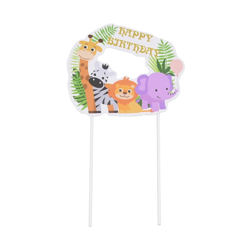 1pc topper Джунгли вечерние одноразовые столовые приборы Джунгли животных одноразовые тарелки/чашки/салфетки Дети День рождения принадлежности сафари зоо Декор - Цвет: 1pc topper
