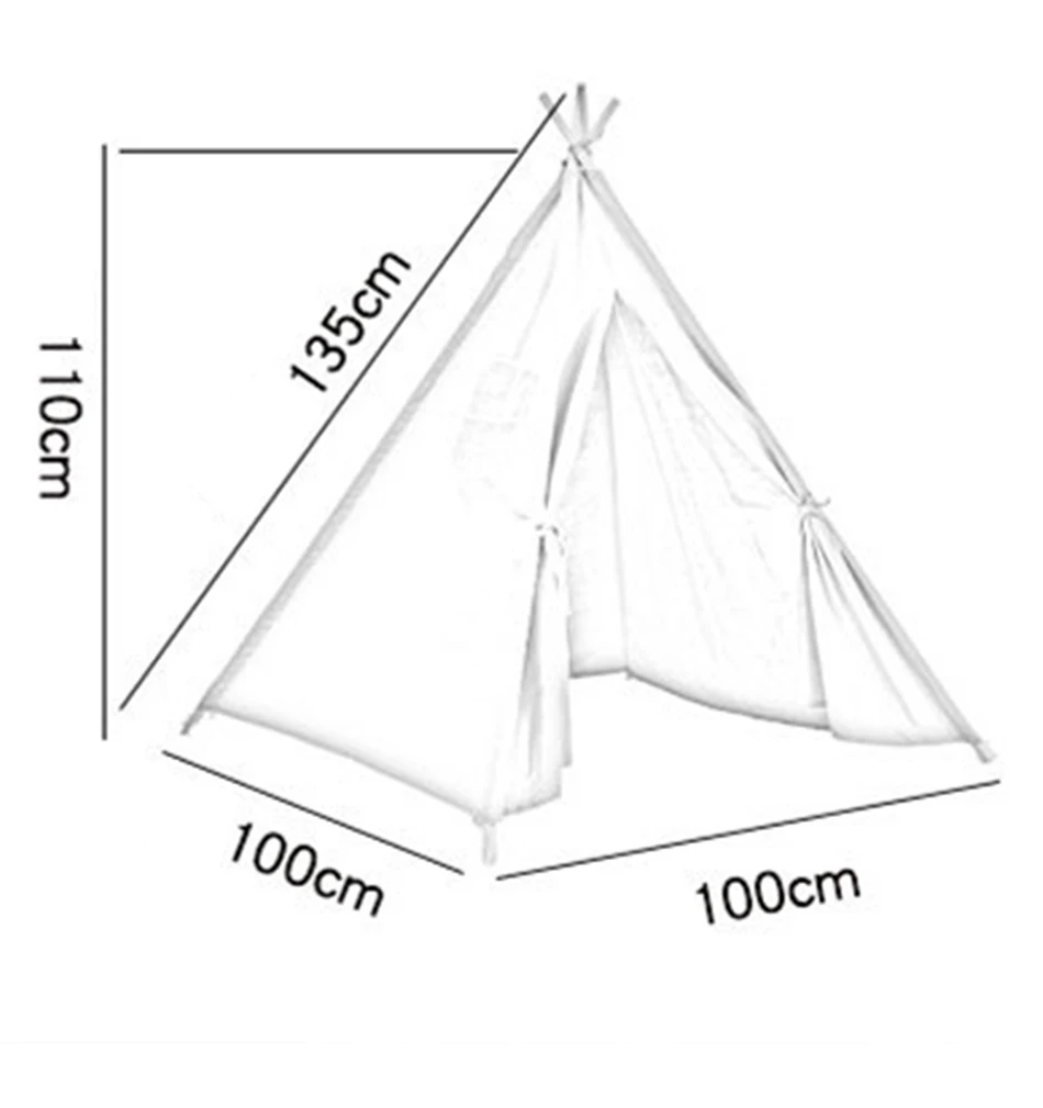 Kids Tent Play Tent Portable Folding Indoor Children's Wigwam Canvas Original Triangle Tipi Game House With Mat Outgoing Toys