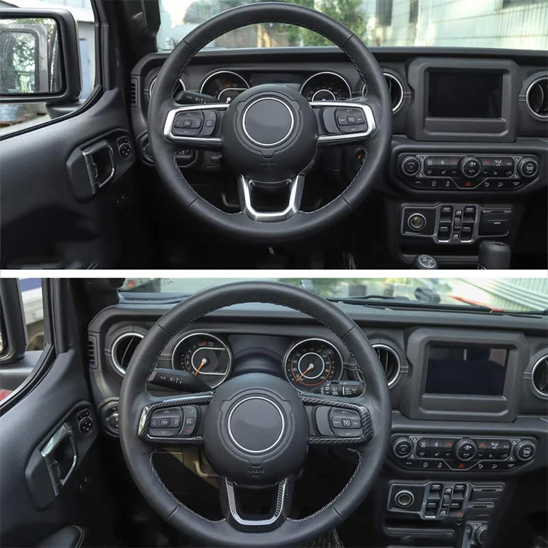 Наклейка из углеродного волокна ABS для Jeep Wrangler JL JLU Sahara Rubicon+ рулевая колесная наклейка