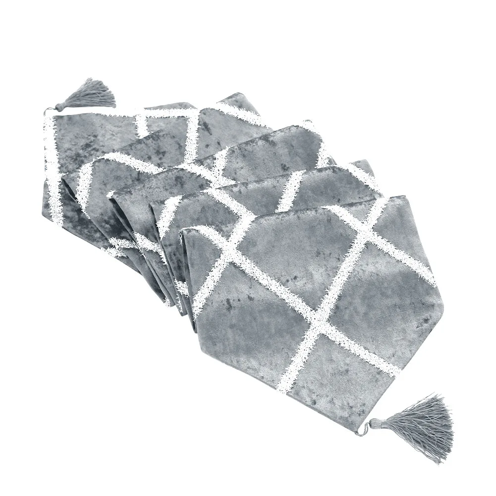 Отель Романтический Настольный ромбоидный узор ремесла Европейский стиль настольная дорожка DIY Свадебные украшения столовая половина покрытия Вечерние - Цвет: Grey