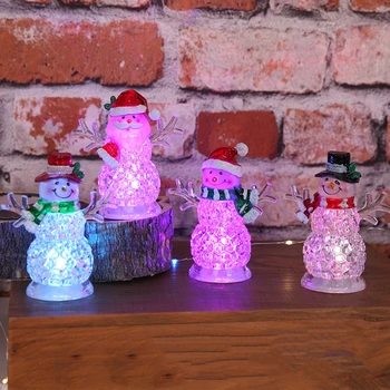 

2020 New Christmas Glitter Decorations High Quality Acrylic Snowman Design House Family Party Ornament for Xmas Festival