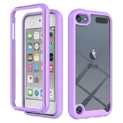 Shockproof Clear Case with Built - in Screen Protector - Full Body Rugged Defender Cover - PC and TPU (PURPLE)
