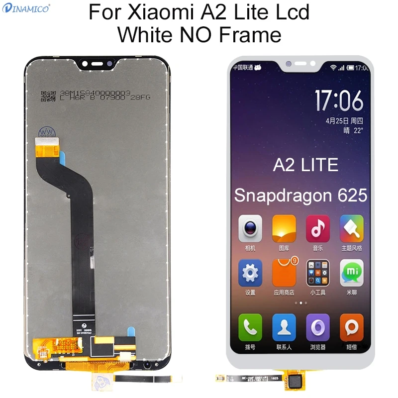 Dina mi co A2 Lcd для Xiao mi A2 Lite дисплей запасная часть для Red mi 6 Pro дисплей кодирующий преобразователь сенсорного экрана в сборе mi 6X Lcd - Цвет: A2 LITE White
