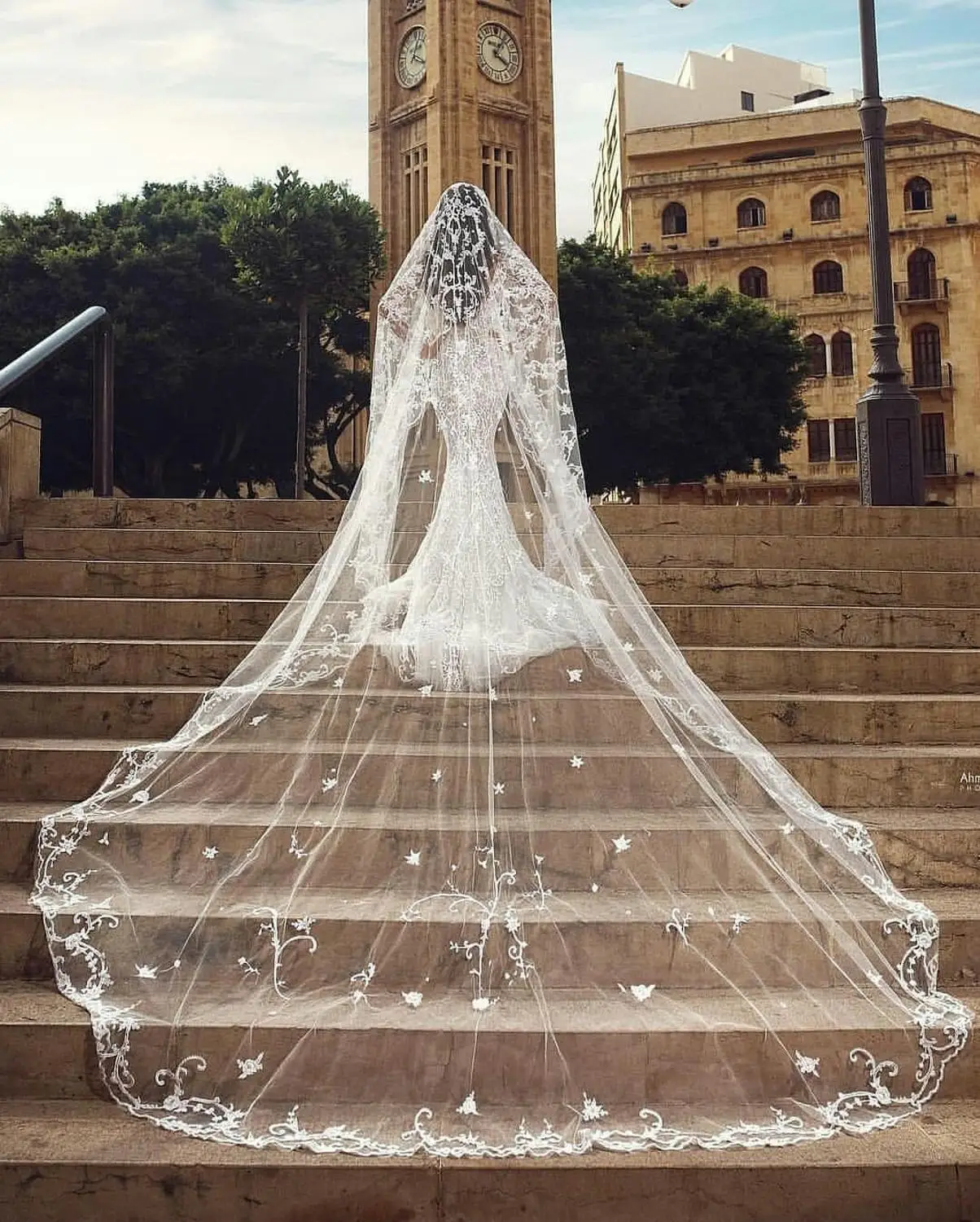 

Luxury Wedding Veils White Ivory Cathedral Length Top Quality Lace Appliqued 3M Long Bridal Veil With Free Comb Beads