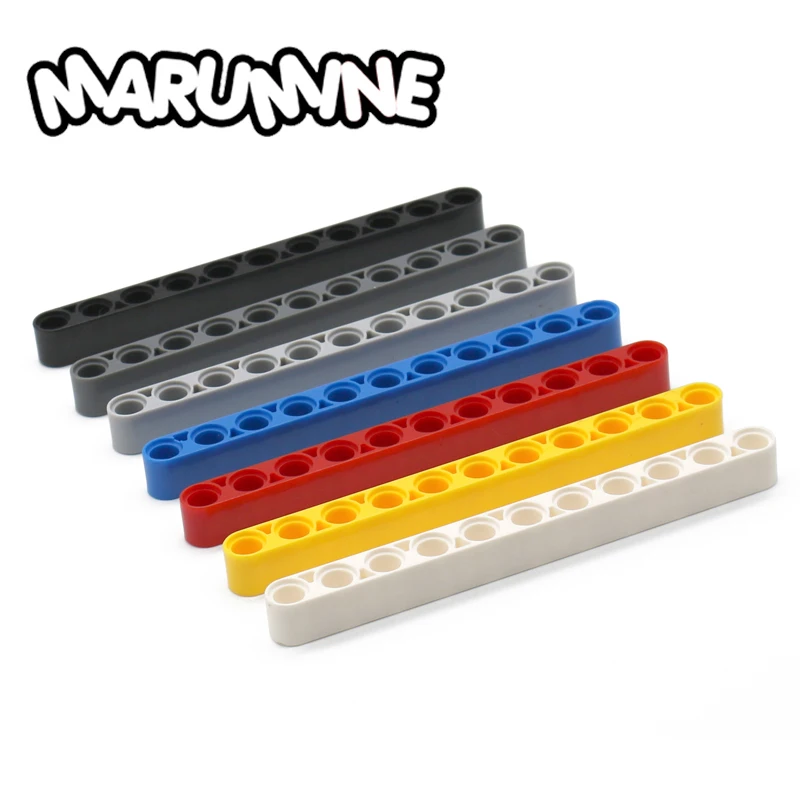 Marumine 10 шт. кирпичные игрушки Technic Запчасти Liftarm шелушильная машина отверстие техника Луч 1x11 толстый