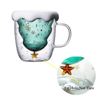 

Creative 3D Transparent Double Anti-Scalding Glass Christmas Tree Star Cup Coffee Cup Milk Juice Cup Children's Christmas Gift