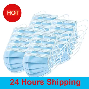 

10pcs/ 50Pcs / 100pcs / 200pcs Face Mask Blue Disposable Non-Woven 3-layer Filter Mask Breathable Dust Earloops Masks
