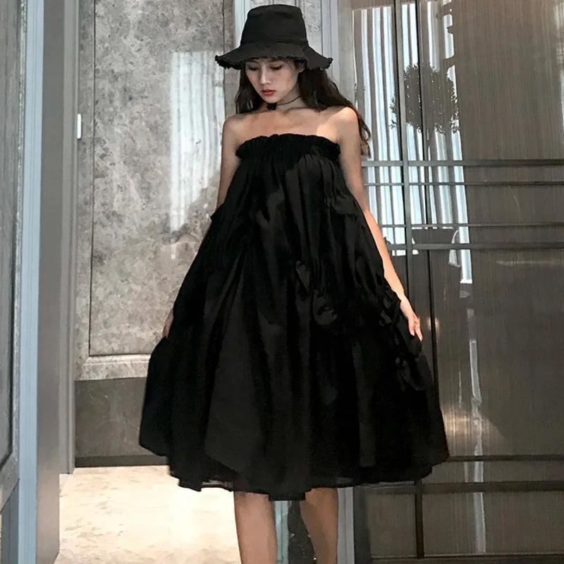 LANMREM черная эластичная юбка-пончо с высокой талией и оборками для женщин, милая простая модная Осенняя Новинка, TV938