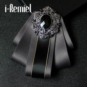 

i-Remiel Fabric Bow Brooch for Men Wedding Dress Shirt Collar Decoration Accessories Rhinestone Pins And Brooches Badge Broche