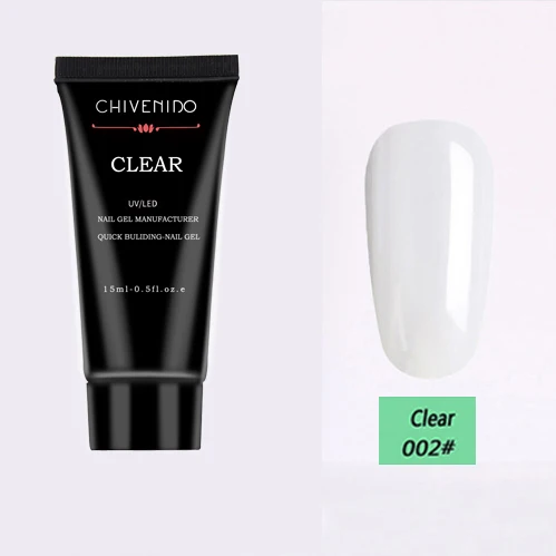 15ml Clear Полигель для ногтей акриловый полигель розовый белый металл с прозрачными кристаллами УФ светодиодный гель для наращивания гель Советы для увеличения скольжения решение Быстрый гель продлевающий половой акт - Цвет: 15ml Clear