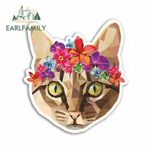 EARLFAMILY 13cm x 13cm Pretty Cat Anime Funny Car Stickers Bumper Trunk Truck Graphics Vinyl JDM Sunscreen Car Accessories