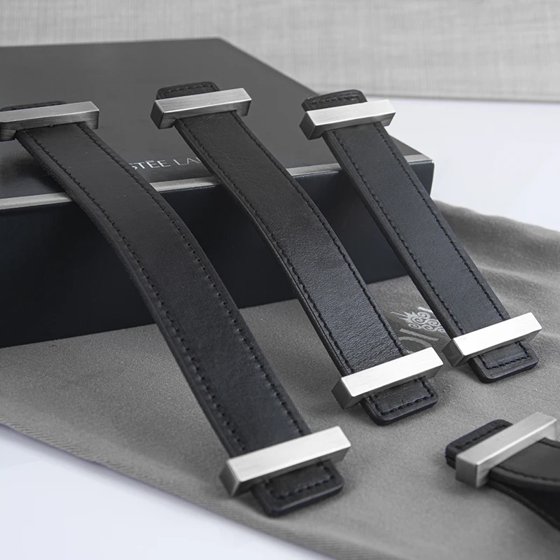 

128mm Pure black Leather Handle for Kitchen Cabinet
