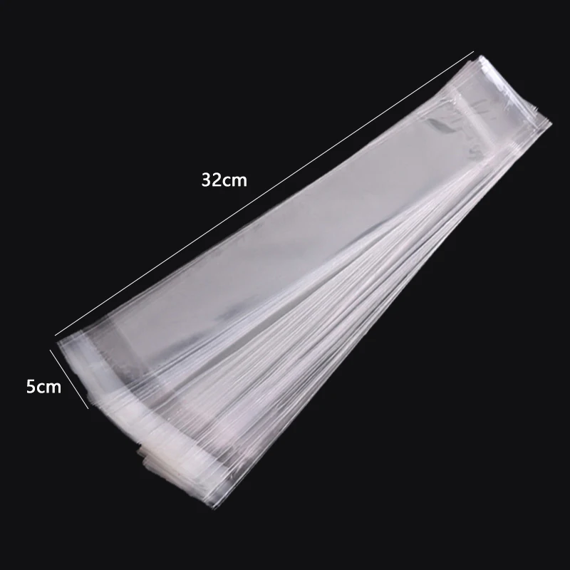 100Pcs Clear Self Adhesive Seal Plastic Bags OPP Poly Bag With Hang Hole Storage 
